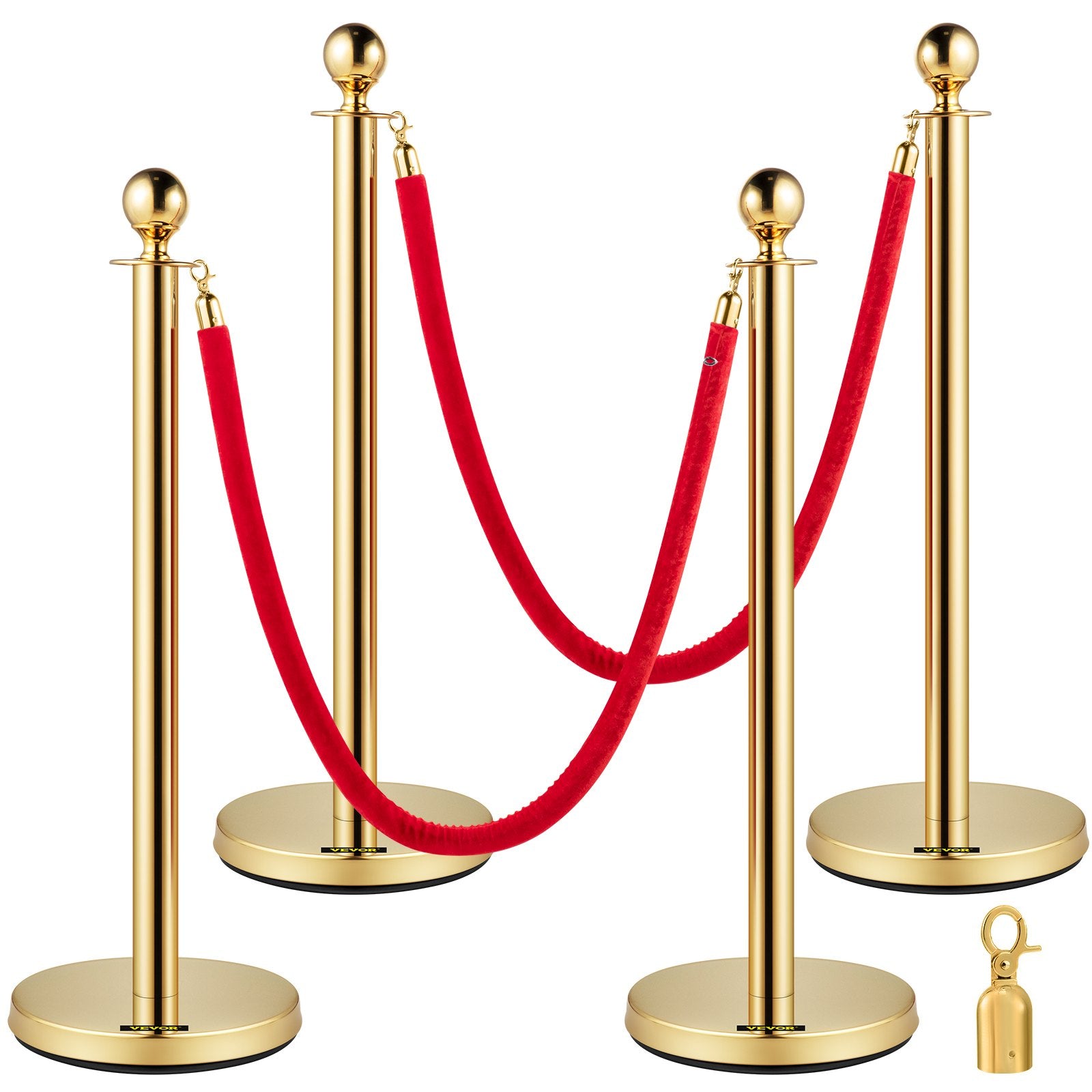 Velvet Ropes And Posts 4 Pcs - Crowd Control Barriers